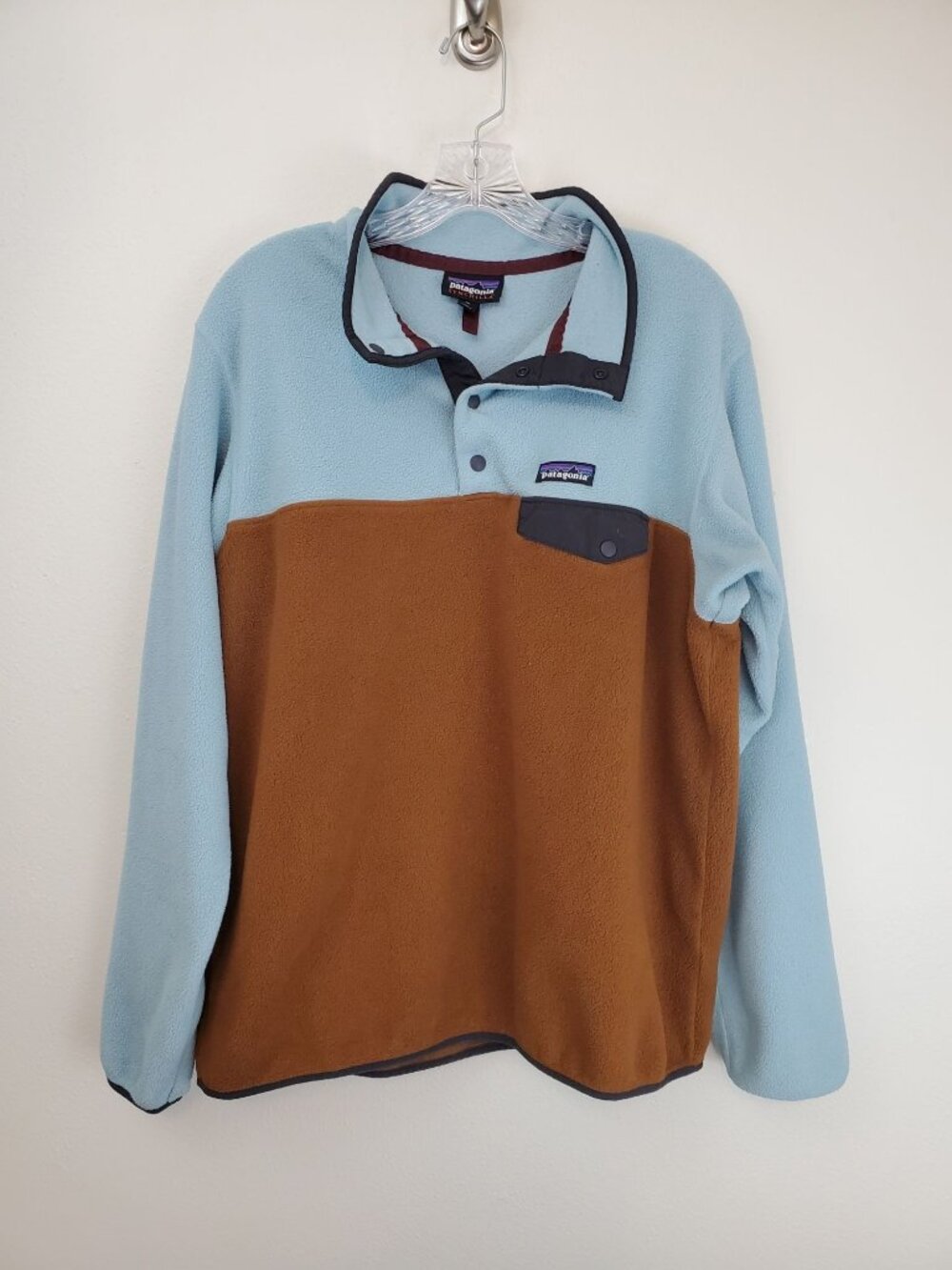 Patagonia Lightweight Synchilla Snap-T Fleece Pullover, blue and brown - Picture 1 of 7